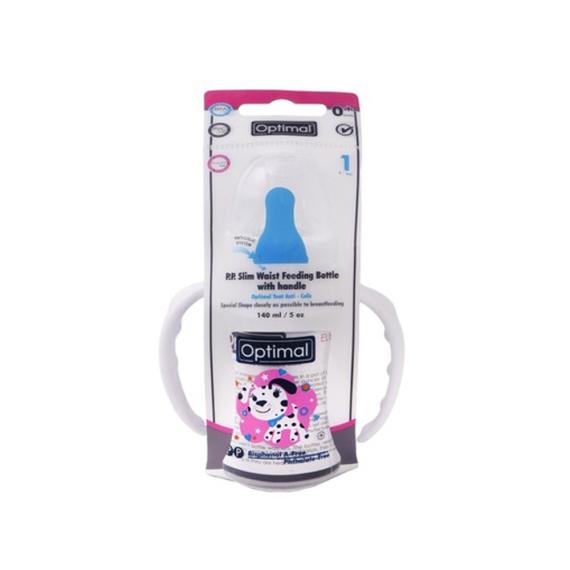 Optimal PHTALATE 1 0-6m ANTI-COLIC SYSTEM P.P. Slim Waist Feeding Bottle Optimal Teat Anti - Colic Special Shape closely as possible to breastfeeding 140 ml/5 oz