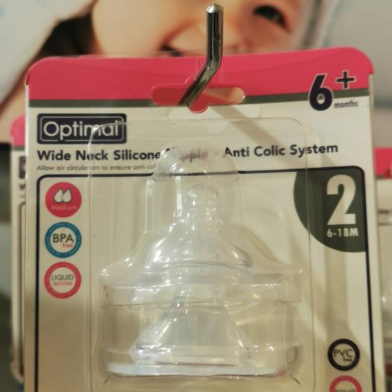 6+ months Optimal Wide Neck Silicone Nipple
